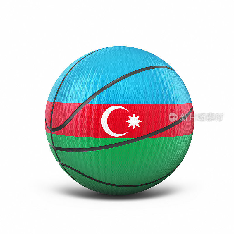 阿塞拜疆国旗篮球，对象+阴影剪辑路径