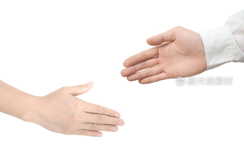 男性和女性尝试握手