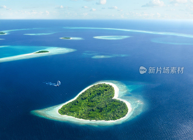 马尔代夫热带海的心脏岛