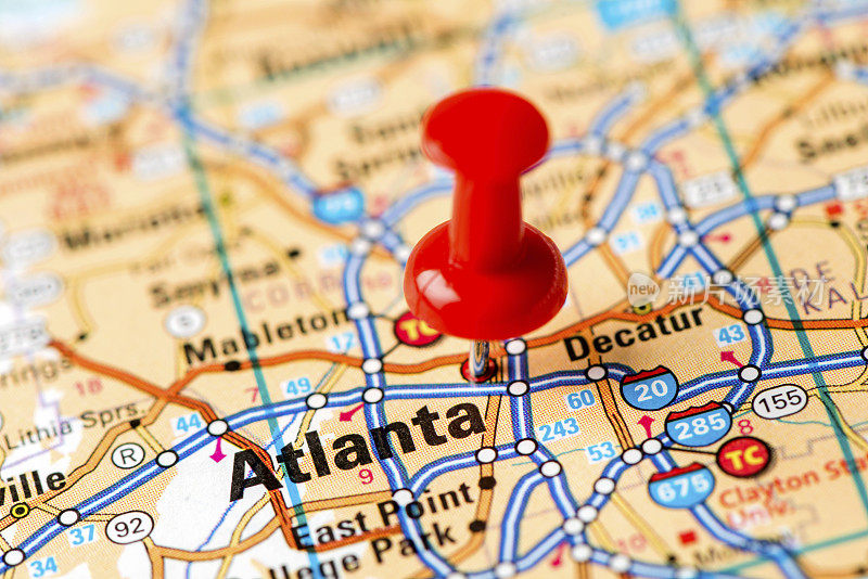美国首都城市地图系列:亚特兰大，佐治亚州