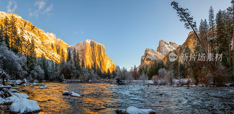 冬季的约塞米蒂山谷全景