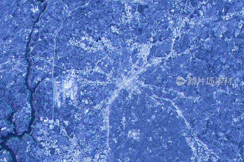 夏洛特摘要城市地图卫星图像蓝色细节