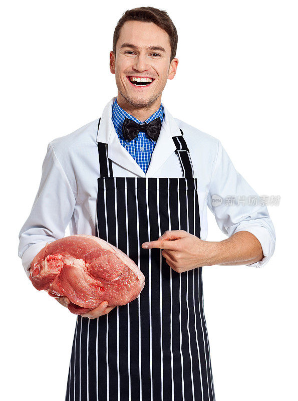 屠夫展示一块肉