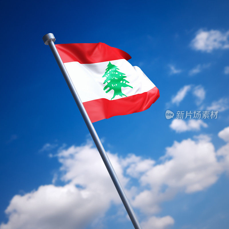蓝天下的黎巴嫩国旗