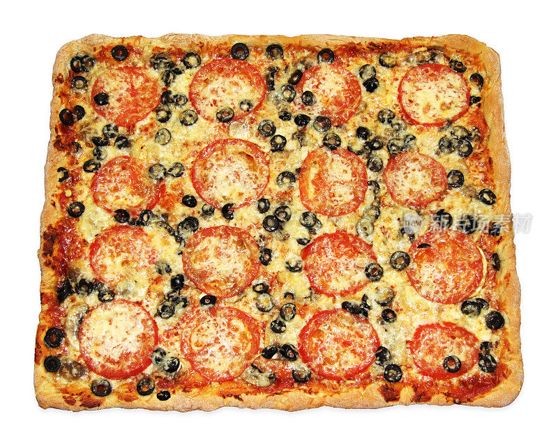 美味的方形披萨配蔬菜