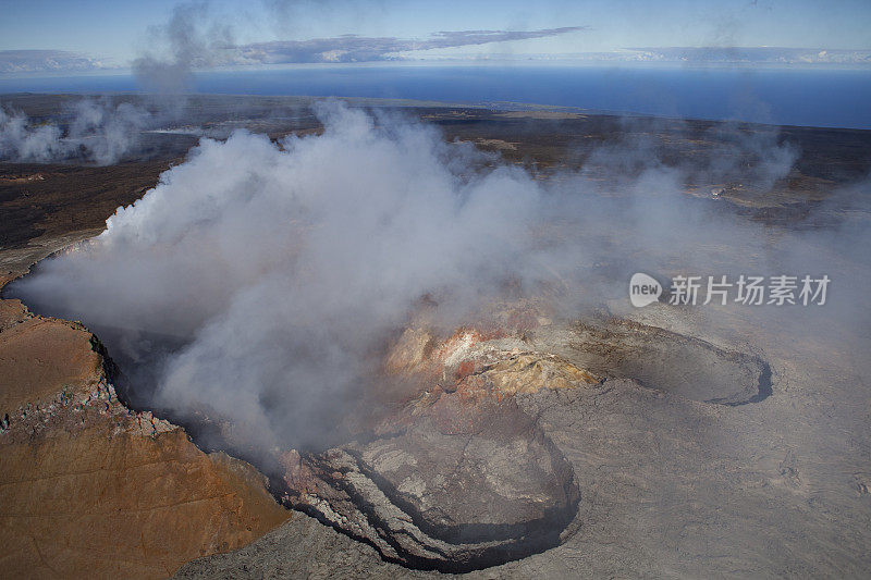 夏威夷火山空中