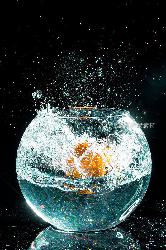 鱼缸里的橙色，溅起水花