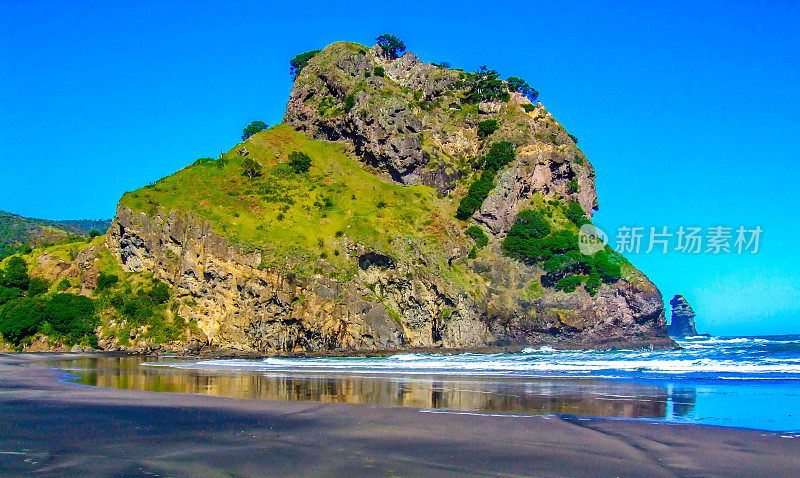 狮子岩，皮哈海滩，奥克兰，新西兰