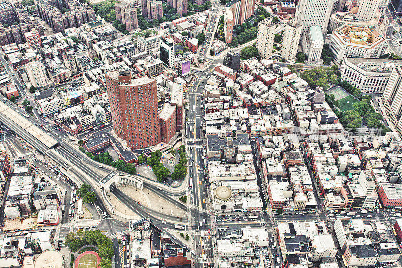 从空中俯瞰曼哈顿，纽约市，纽约