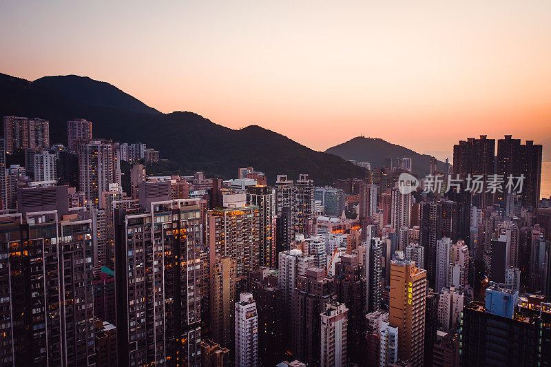 香港城市的无人机视图