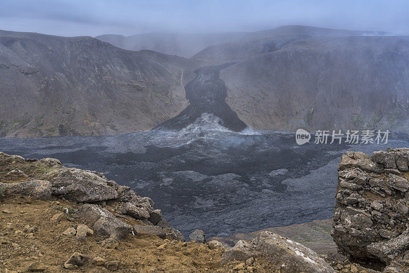 Fagradalsfjall火山冷却的喷出的熔岩