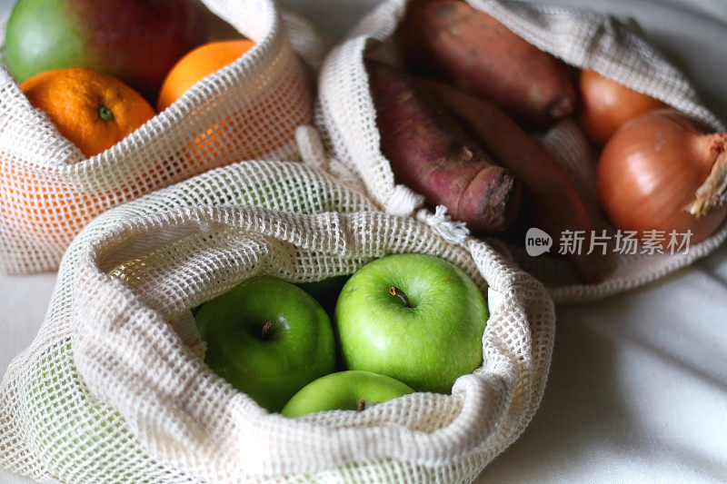 可持续性的水果和蔬菜袋