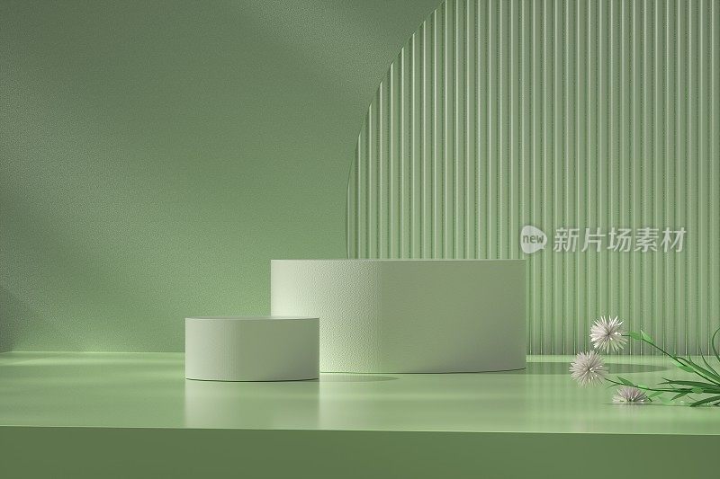 3D渲染的虚拟产品展示背景的圆形底座