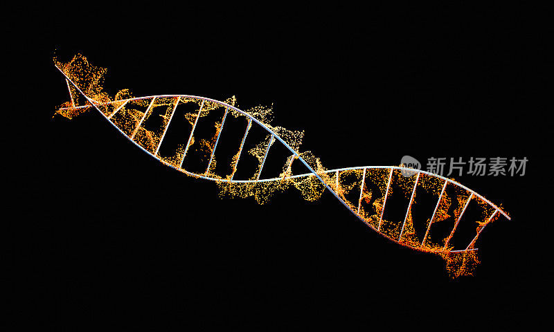 DNA或RNA的螺旋结构与粒子。
