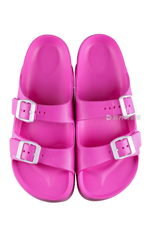 粉色解剖拖鞋，有两条带子和带扣