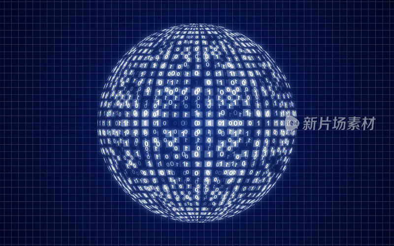 蓝色迪斯科球二进制代码艺术在一个闪闪发光的音乐和舞蹈灯的世界