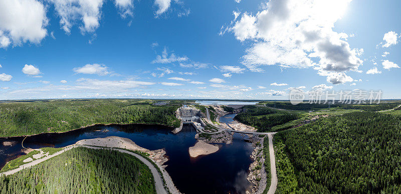 加拿大魁北克水电大坝鸟瞰图