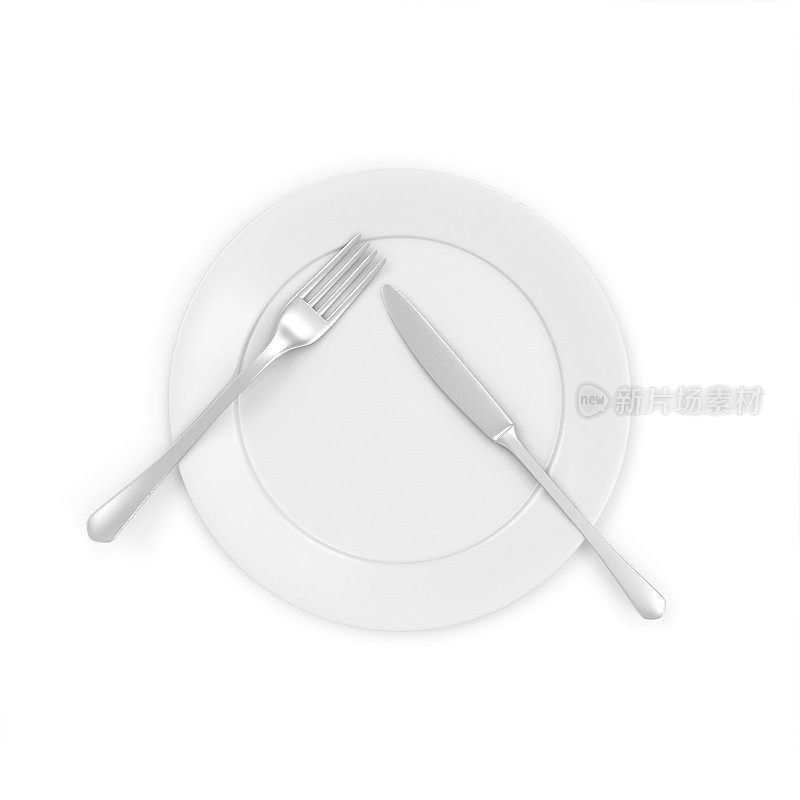 白色盘子和刀叉