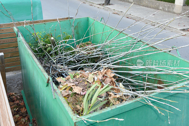 树木的残余放在一个容器里供循环利用