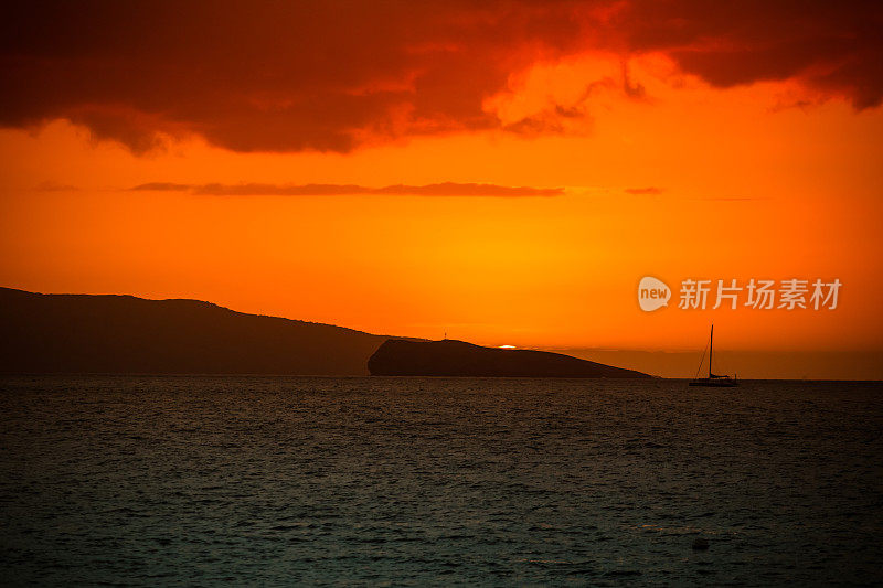 夏威夷海滩上的日落