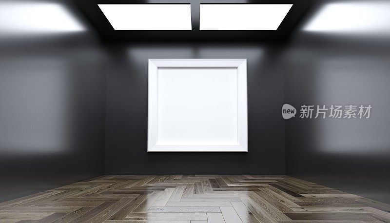 现代画廊房间与大空框架