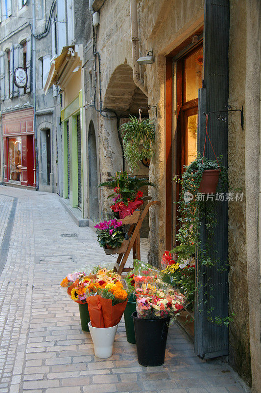 法国Sommières有花店的古街