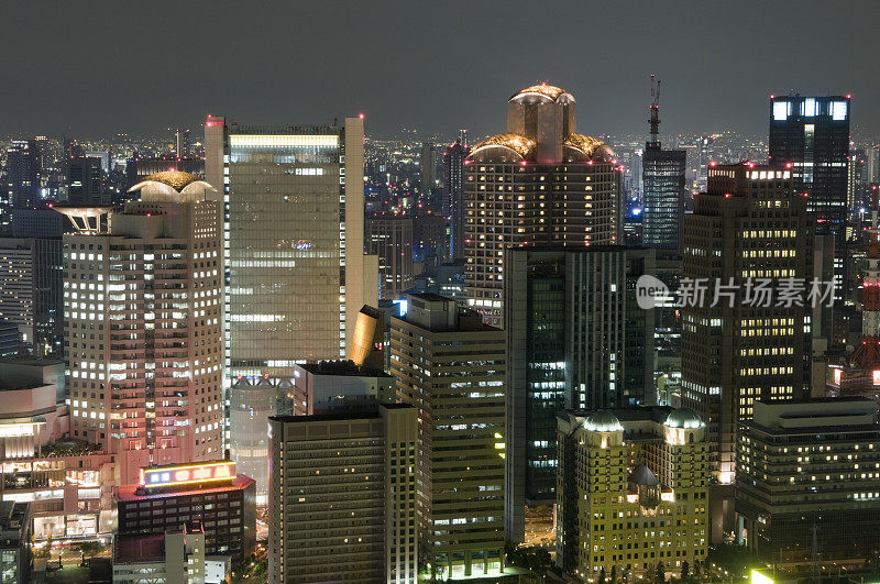 大阪梅田夜景鸟瞰图