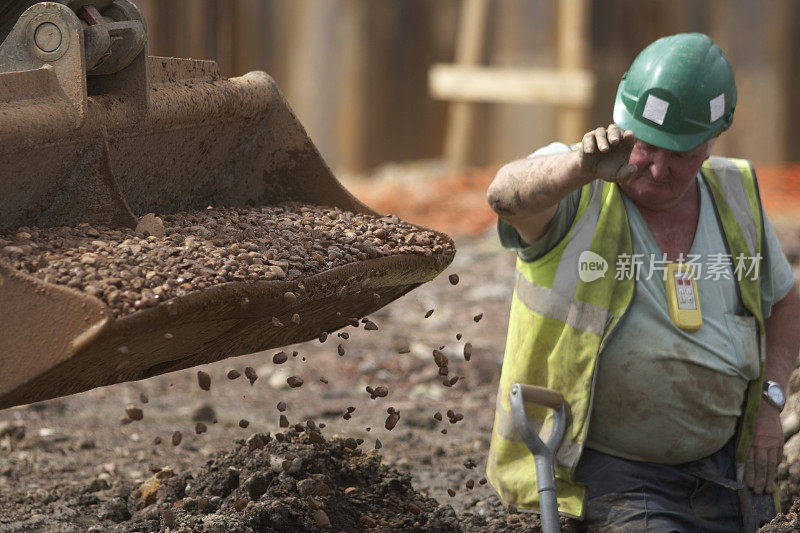 施工现场用挖掘机填筑砂石沟