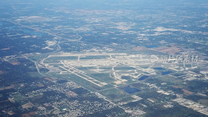 鸟瞰图底特律机场，密歇根州