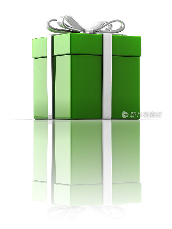 绿色礼品盒(剪辑路径)
