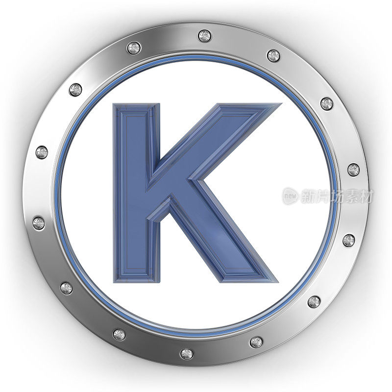 字母K在金属按钮上