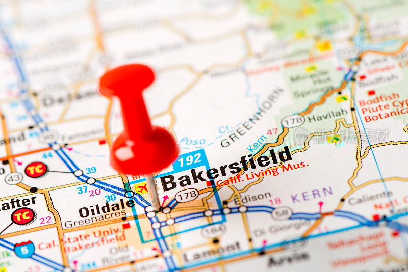 美国首都城市地图系列:贝克尔斯菲尔德，CA