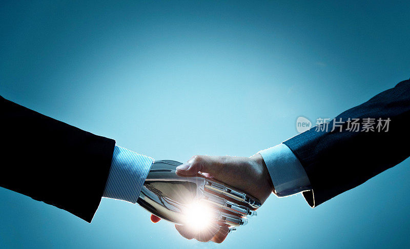 商人与机器人握手