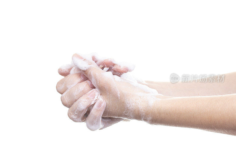 用抗菌肥皂洗手，使细菌清洁干净