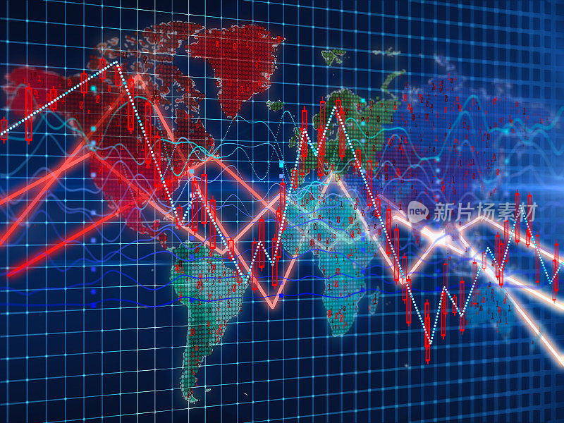 有向下箭头的商业图。金融危机。