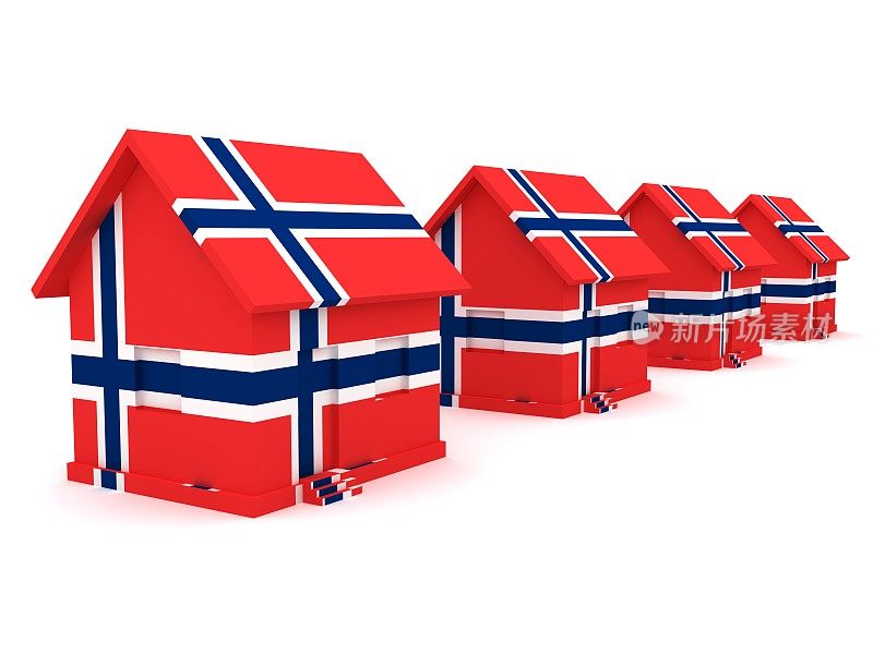 挪威国旗的房子