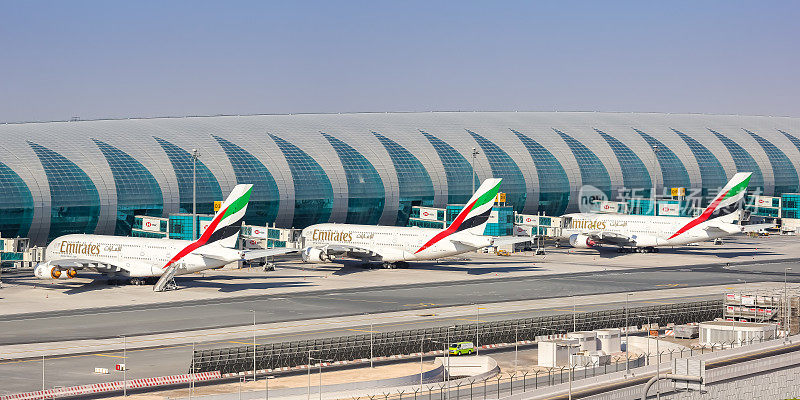 阿联酋空中客车A380飞机在阿联酋迪拜机场