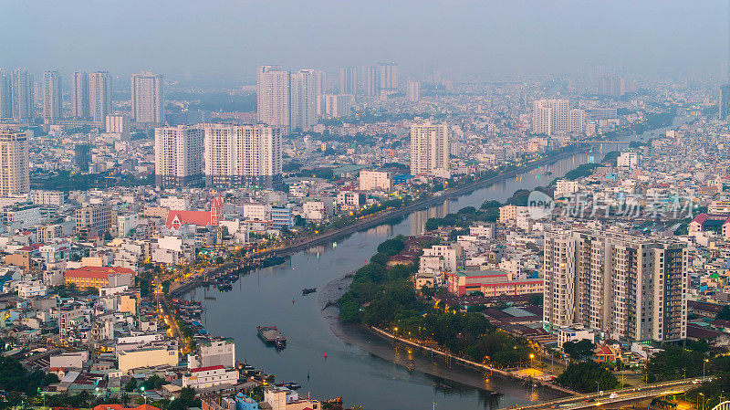 鸟瞰胡志明市，越南。