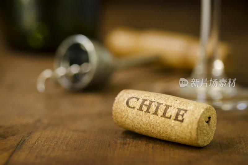 水平智利葡萄酒软木塞