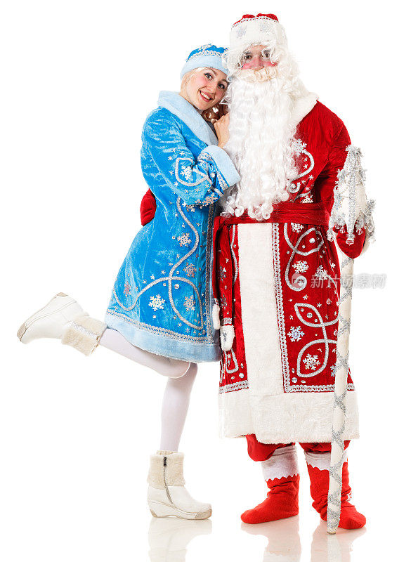 俄罗斯的圣诞节。霜冻父亲和Snegurochka(雪少女)