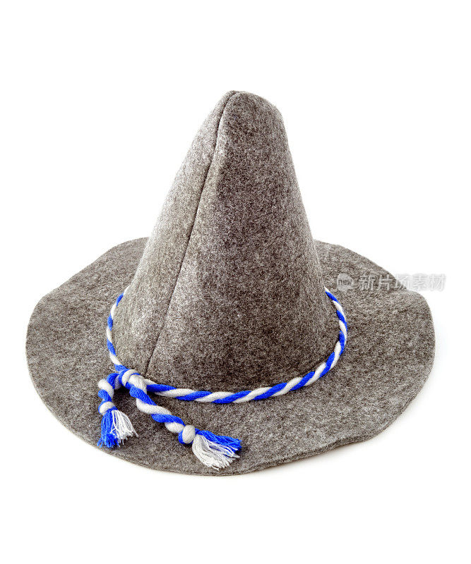 传统的巴伐利亚毡帽孤立的白色背景
