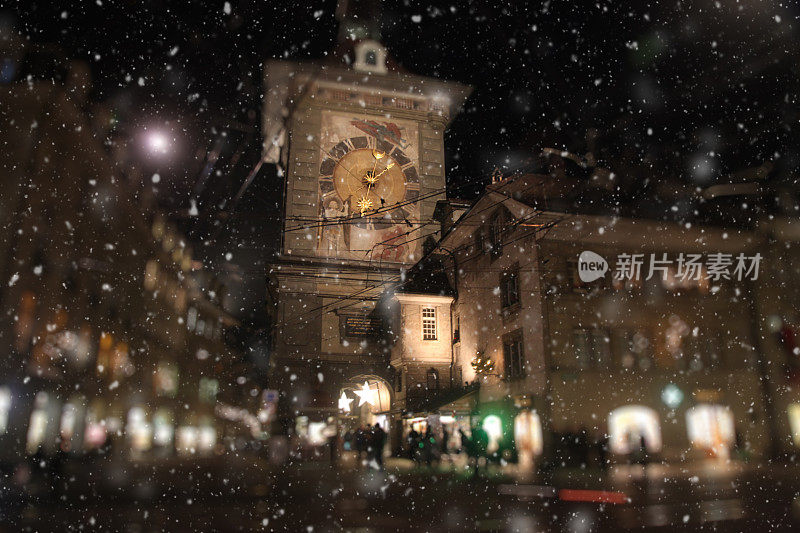 瑞士伯尔尼的圣诞装饰雪