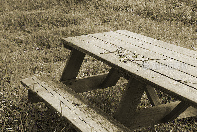 废弃的公园野餐桌