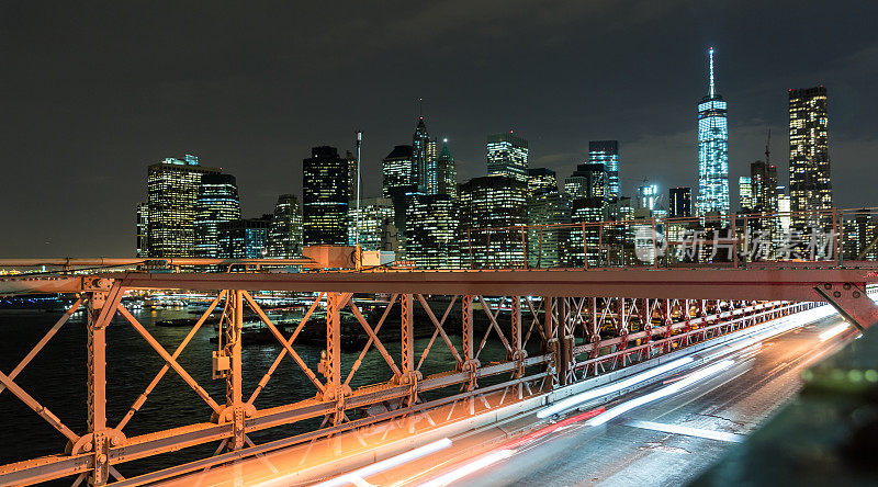布鲁克林大桥和曼哈顿之夜，纽约市