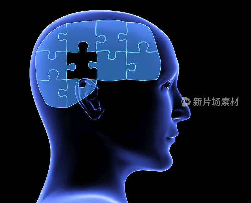 人的侧面和大脑的形式的拼图