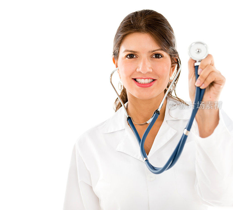 手持听诊器的女医生