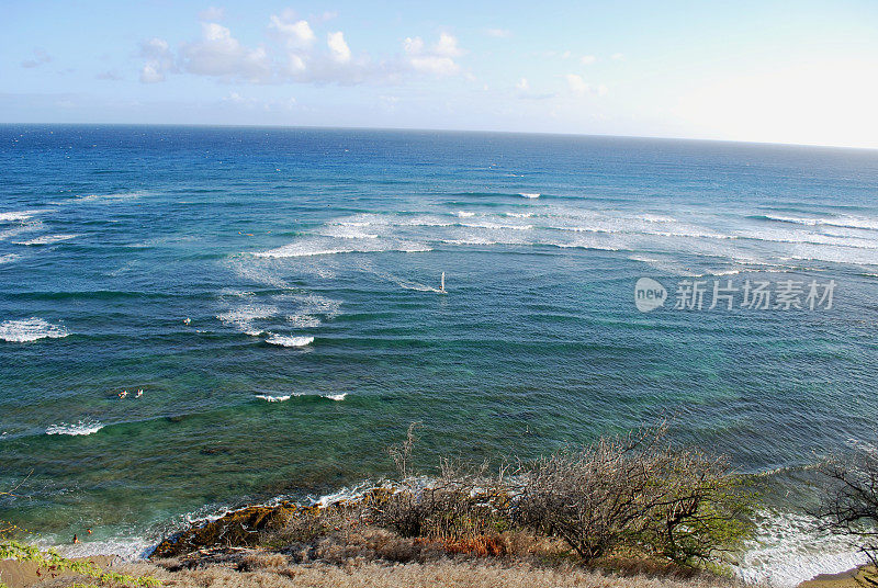 瓦胡岛的钻石头海滩