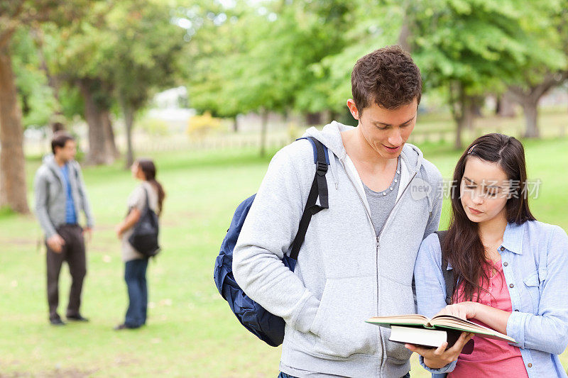 两个学生学习的特写