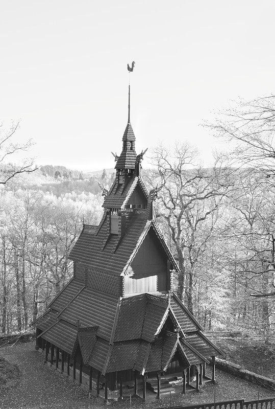 凡托夫特木板教堂(中世纪木制教堂)在卑尔根，挪威