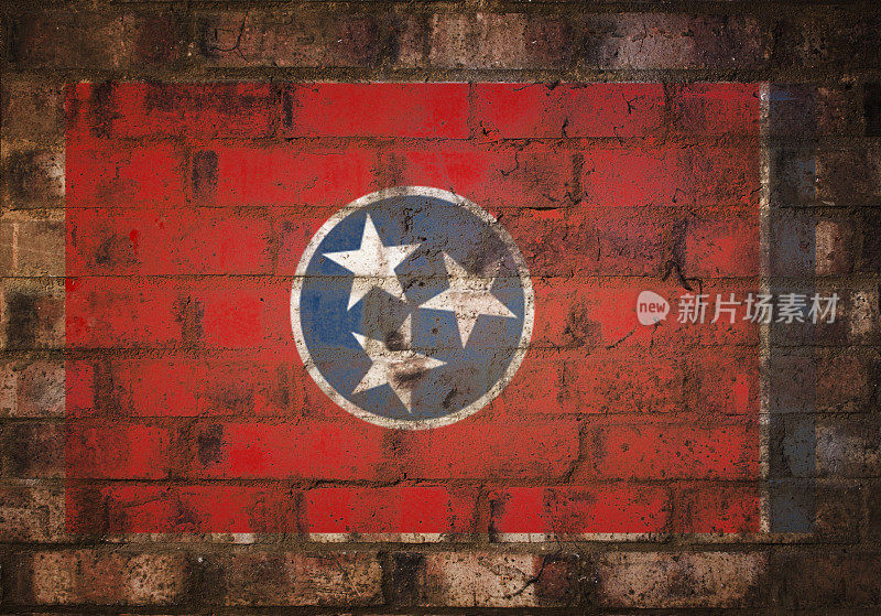 乡村砖墙上的田纳西旗